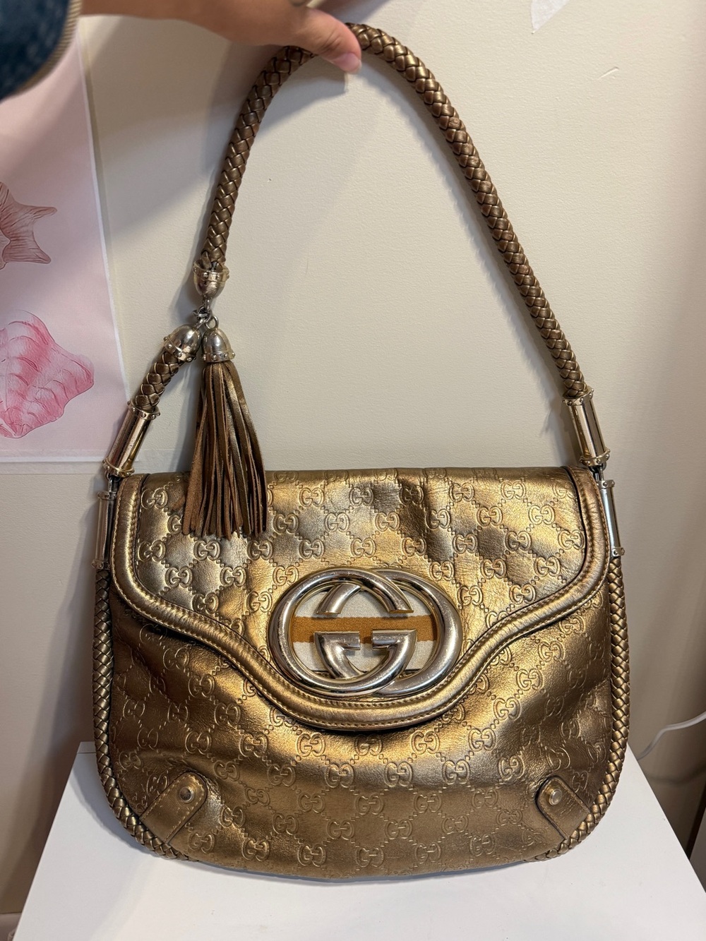 Gucci Metallic Gold Soho Medium Shoulder Bag